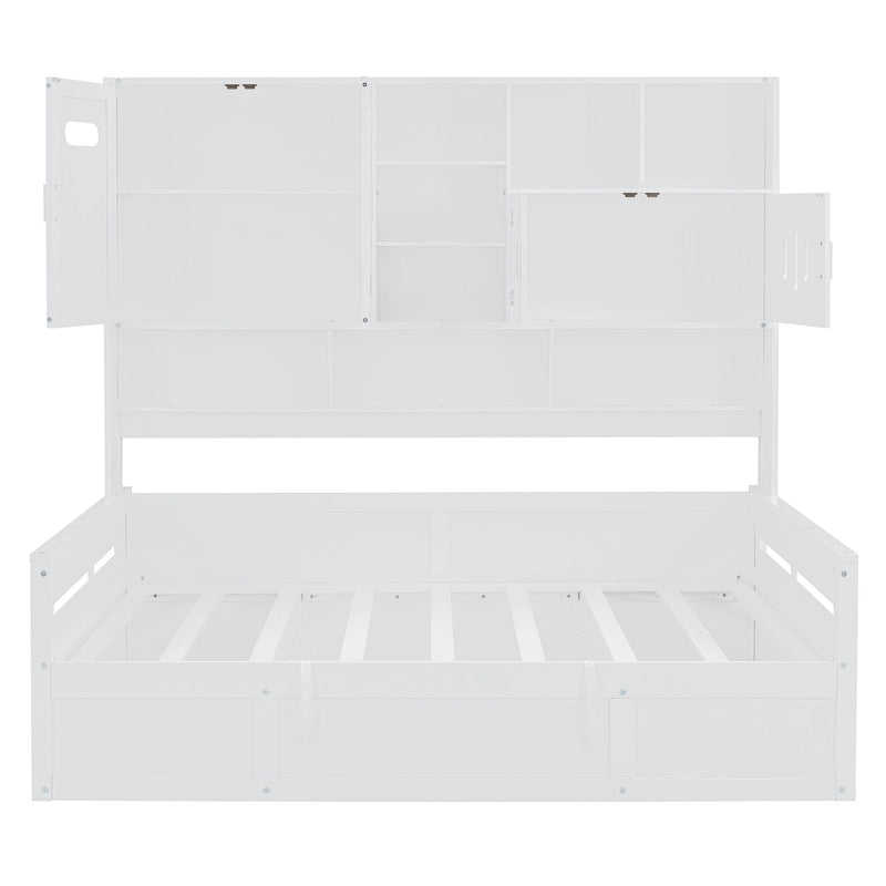 Daybed With All-In-One Cabinet And Shelf