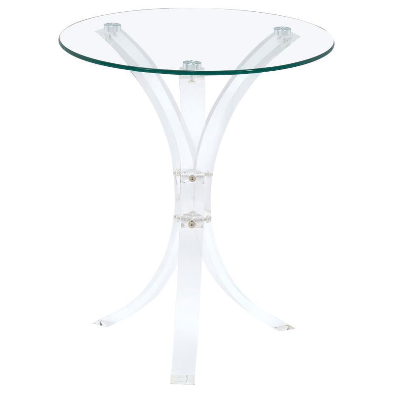 Laning - Round Glass Top Acrylic Side Table - Clear