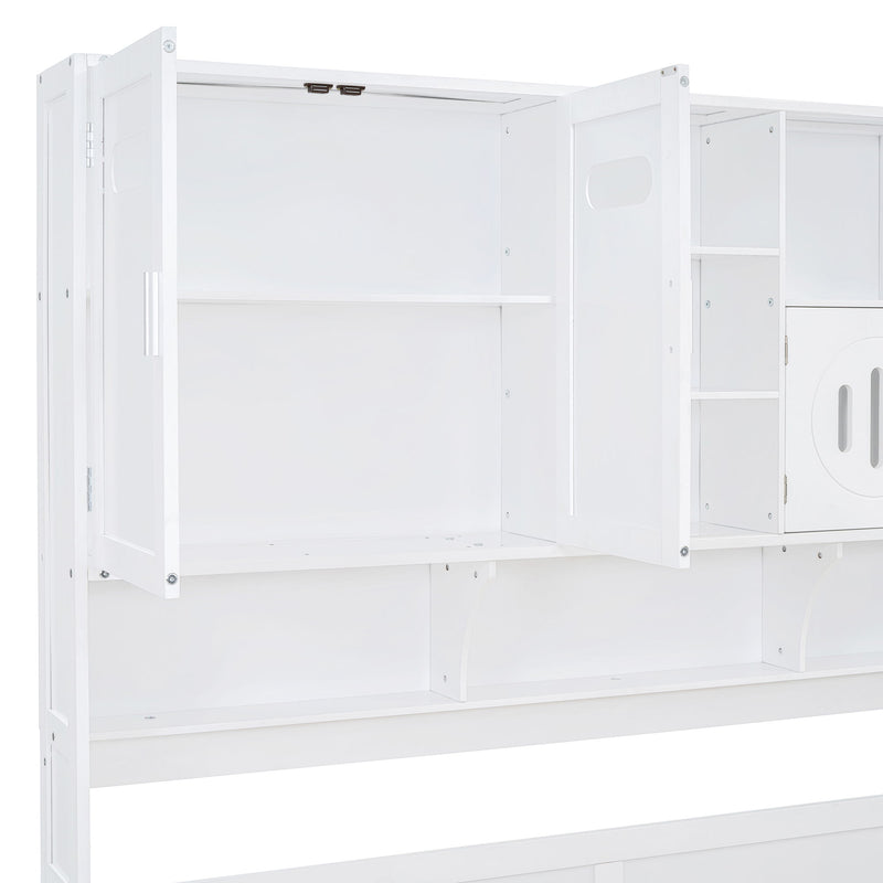 Daybed With All-In-One Cabinet And Shelf