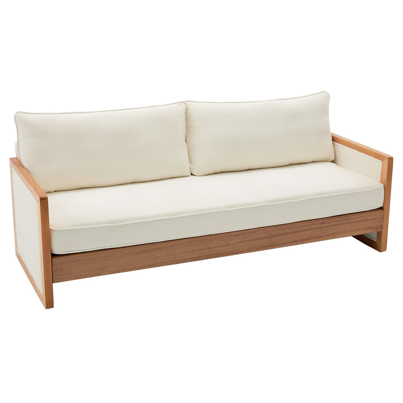 Modern 3 Seater Sofa With Wood Armrests