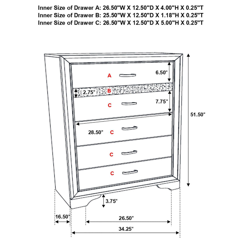 Miranda 6-drawer Bedroom Chest White