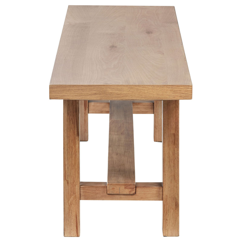 6 Piece Extension Leaf Dining Set With Expandable Table, Spindle Back Chairs And Bench - Natural