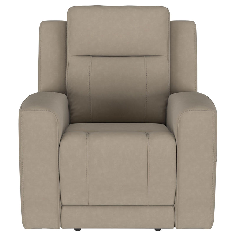 Slater - 3 Piece Upholstered Reclining Sofa Set And Built In Storage - Taupe