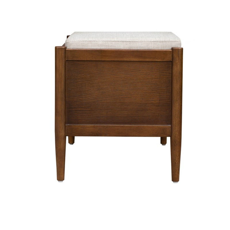 Accent Bench With Storage, Upholstered Cushion - Walnut Brown
