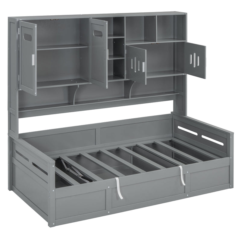 Daybed With All-In-One Cabinet And Shelf