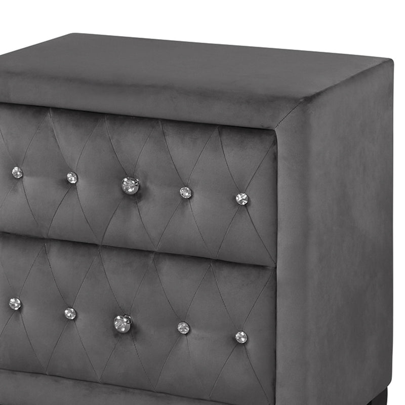 Hazel - 5 Piece Queen Tufted Bedroom Set - Gray