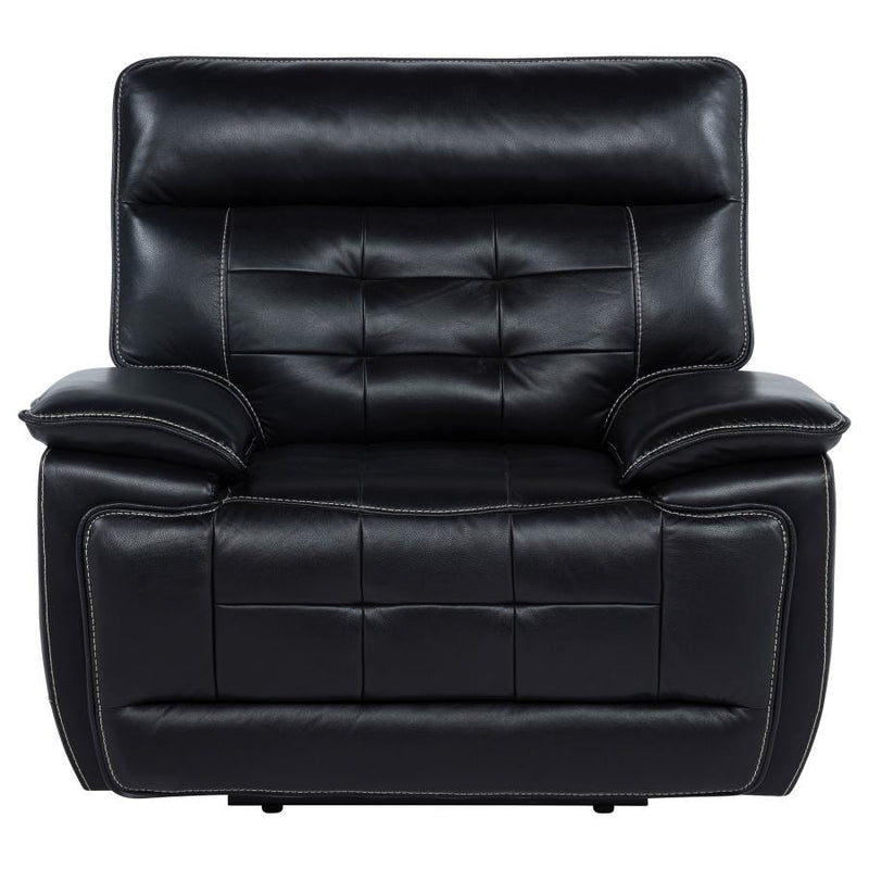 Hewitt - Leather Upholstered Dual Power Recliner Chair - Black