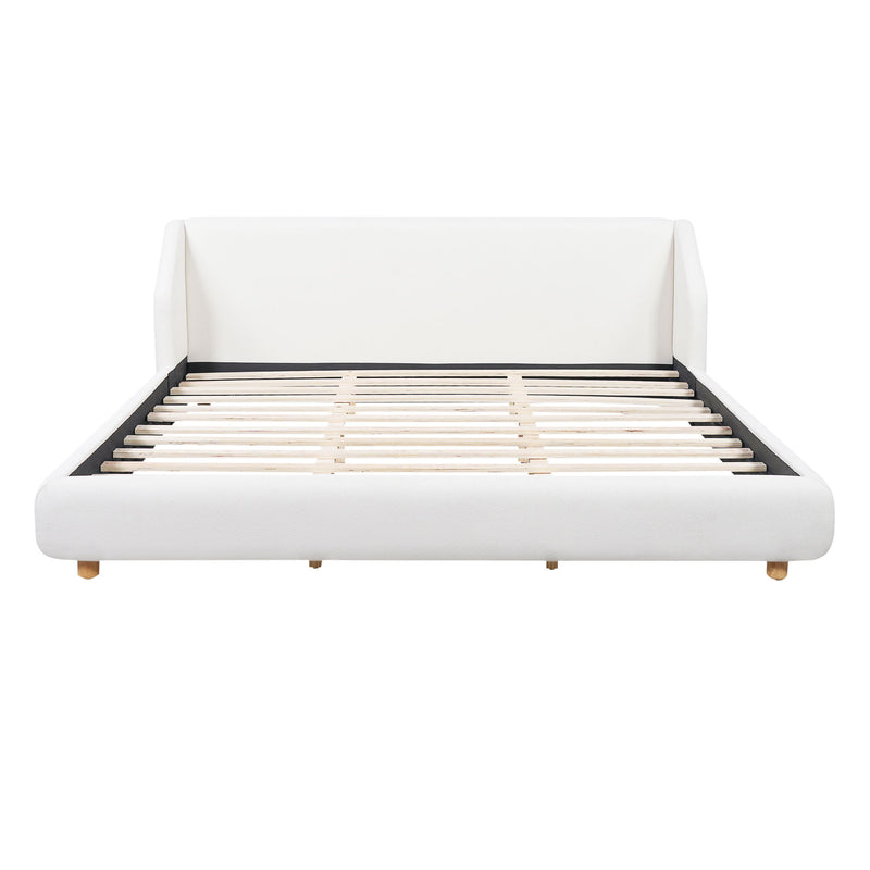 Modern Upholstered Bed Frame With Wingback Headboard