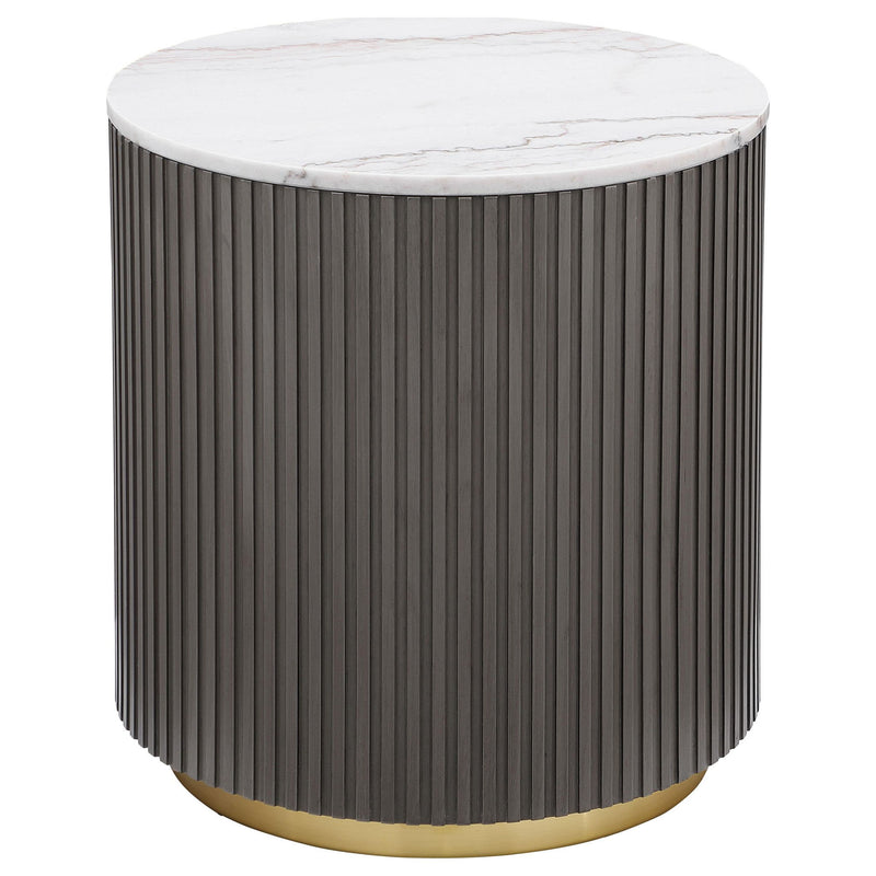 Jason 2-piece Round Marble Coffee and End Table Set White