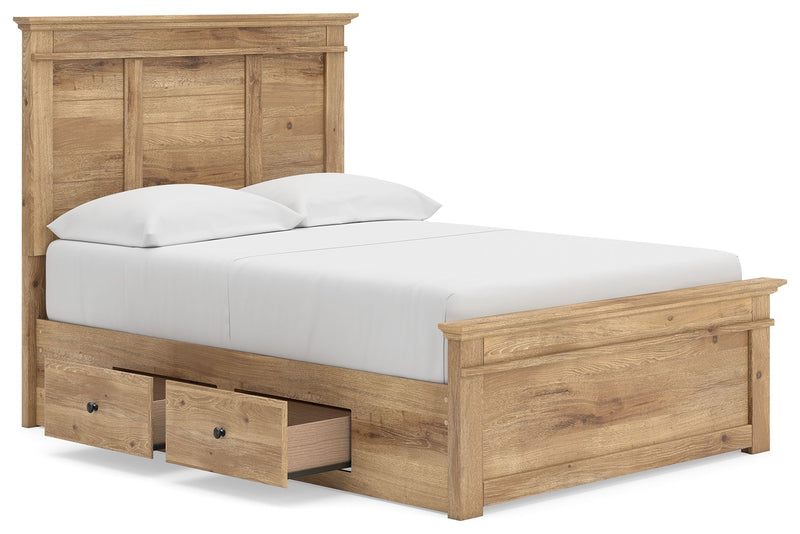 Makidern - Panel Storage Bed With 2 Under Bed Storage Units