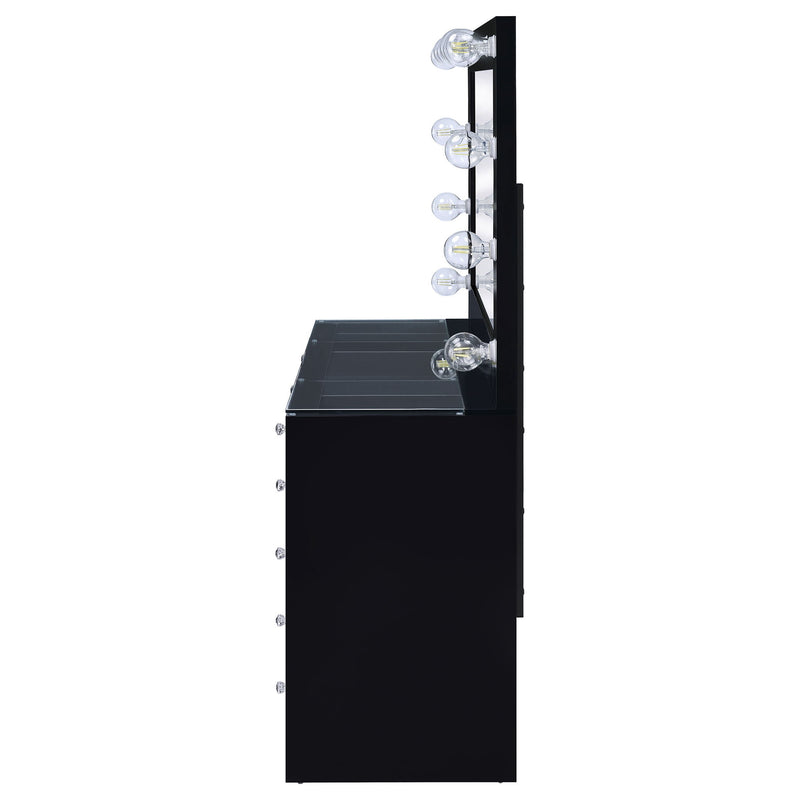 Fern - 7 Drawer Vanity Set With Mirror And Globe Lights