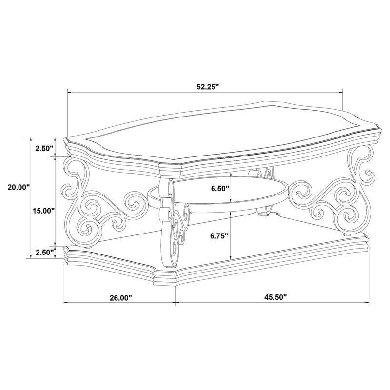 Laney 1-shelf Glass Top Rectangular Coffee Table Deep Merlot