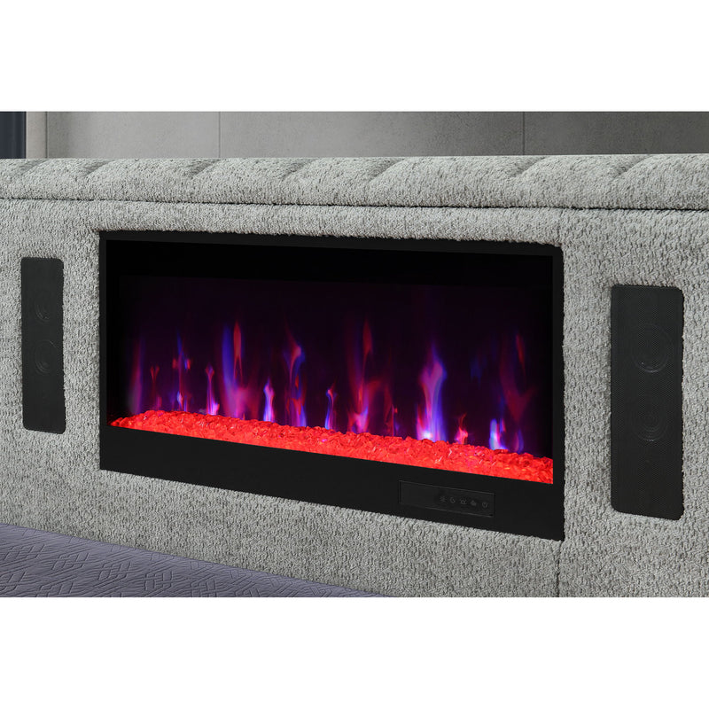 Isaiah - Bed With TV Lift-LED Speakers And Fireplace