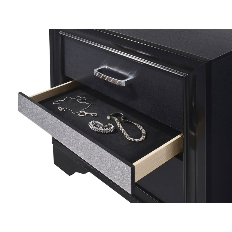 Transitional 2 Drawer Nightstand With Hidden Jewelry Tray