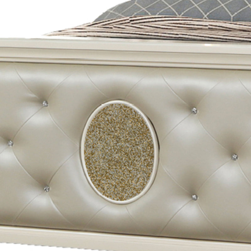Jasmine - Queen Size Tufted Upholstery & LED Bed - Beige