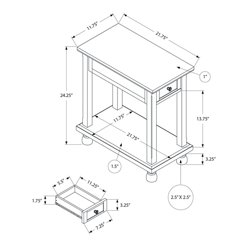 Accent End Table, Storage Drawer, Traditional - Espresso