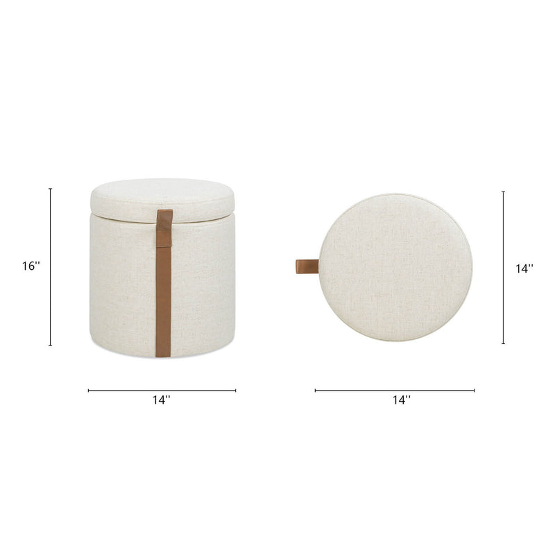 Brandy - Round Upholstered Storage Ottoman With Accent