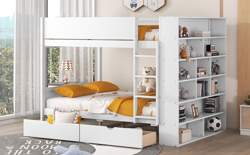 Bunk Bed With 2 Drawers And Multi Layer Cabinet
