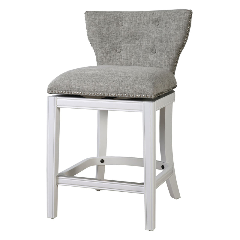 Upholstered Swivel Stool With Back