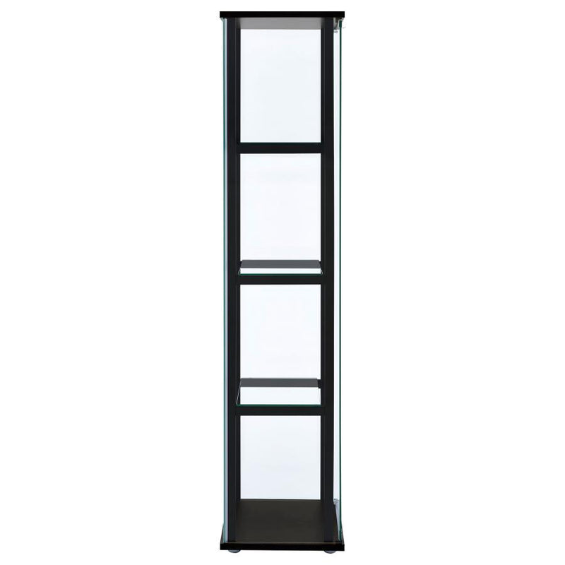 Cyclamen - 4-Shelf Clear Glass Curio Display Cabinet - Black