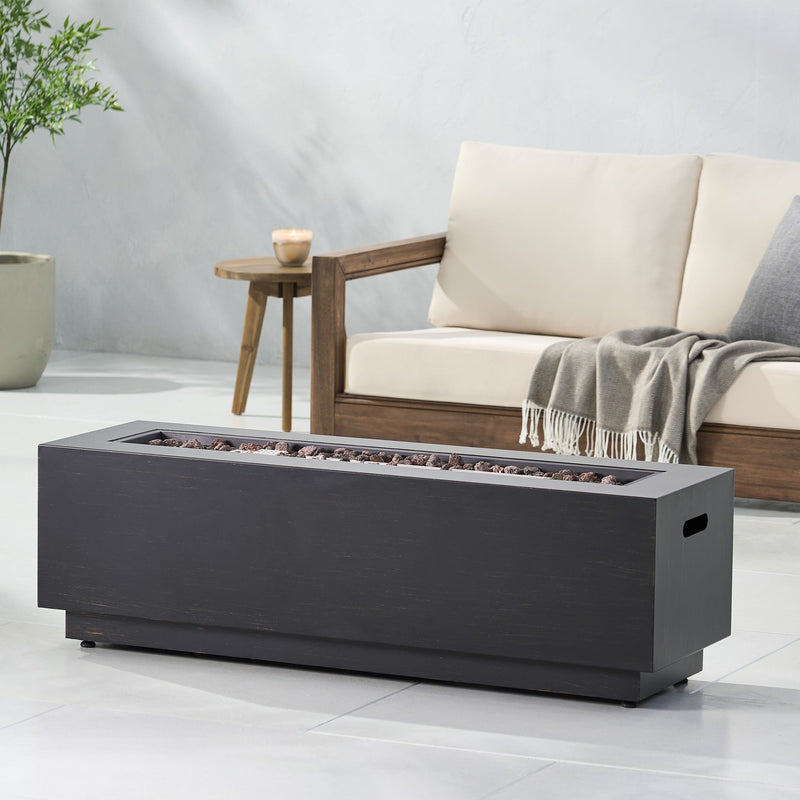 Modern Outdoor Iron Propane Fire Pit, 50, 000 Btu, Sleek Design - Brown / Gold