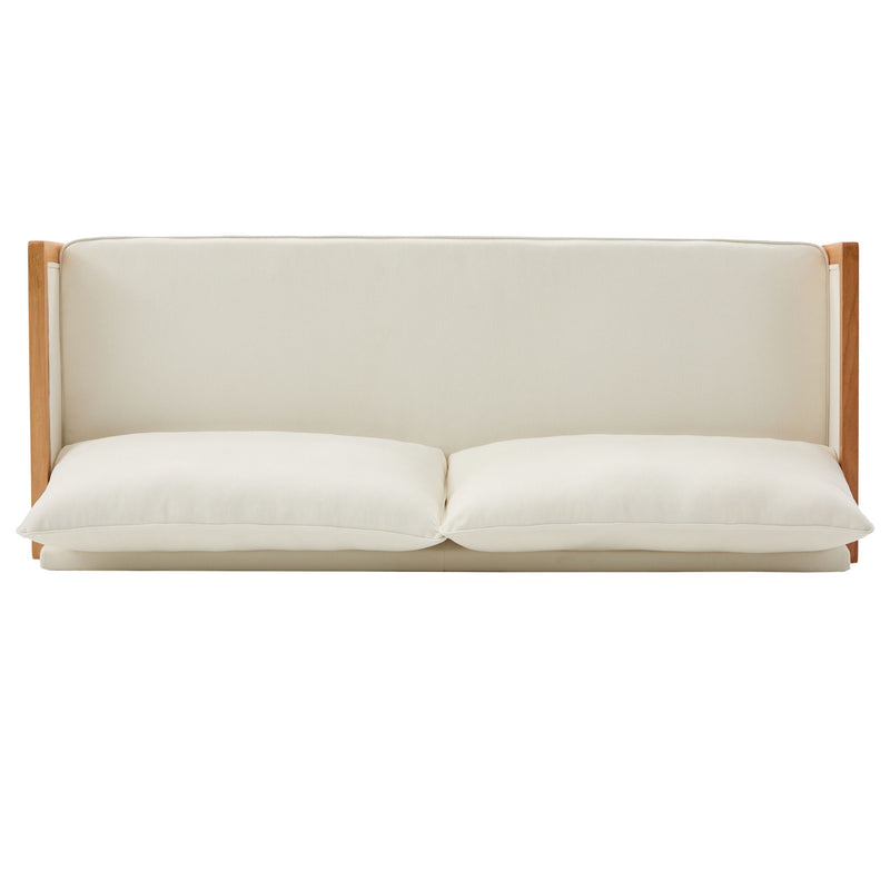 Modern 3 Seater Sofa With Wood Armrests