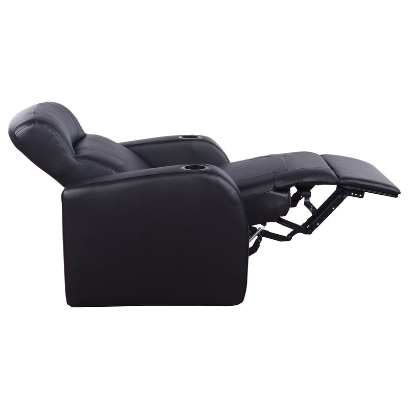 Greenfield - 4 Seater Home Theater With Wedge Console Recliners With Built In Storage And Cup Holders - Black