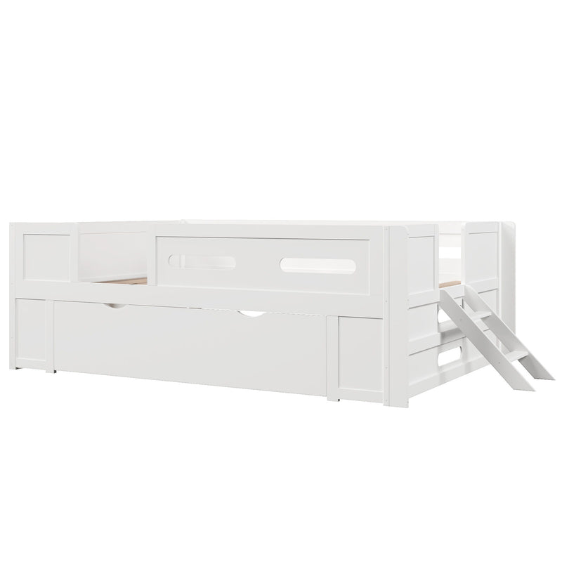 Platform Bed With Guardrail And Drawer