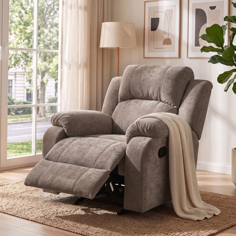 Upholstered Manual Recliner Chair With 3 Adjustable Backrest Positions