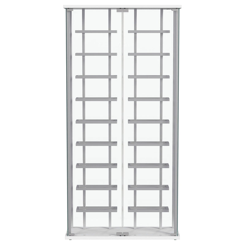 Wine Storage LED Curio Cabinet - Chrome