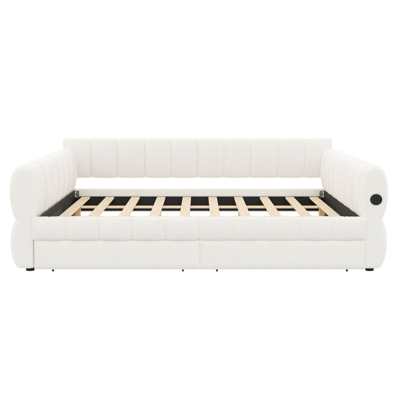Upholstered Platform Bed With USB Charging And 2 Storage Drawers