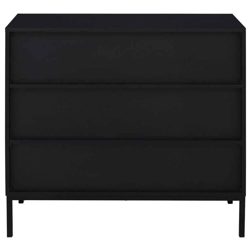 Jess 2-door Arched Fluted Glass Accent Cabinet Black