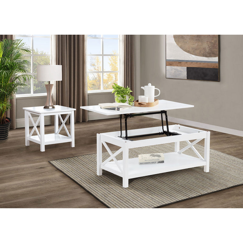 Slater - End Table With X Frame Trim - White