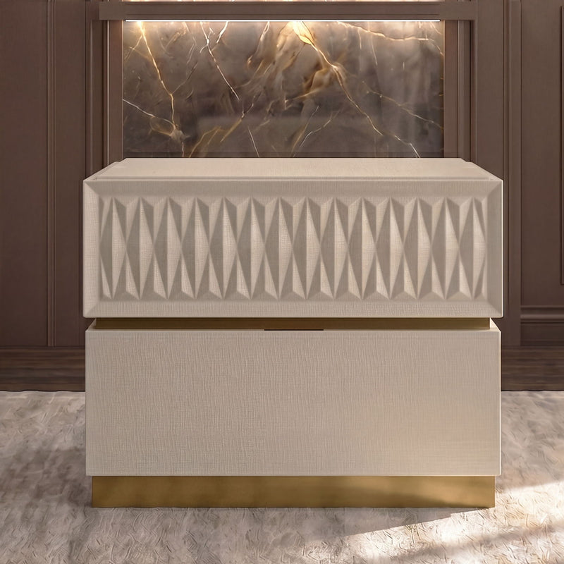 Stanley - 2 Drawer Nightstand With Crocodile Texture - Gray