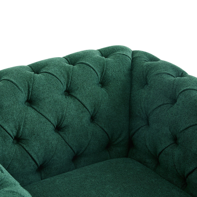 Chesterfield Swivel Club Chair With 360 Degree Rotation - Dark Green
