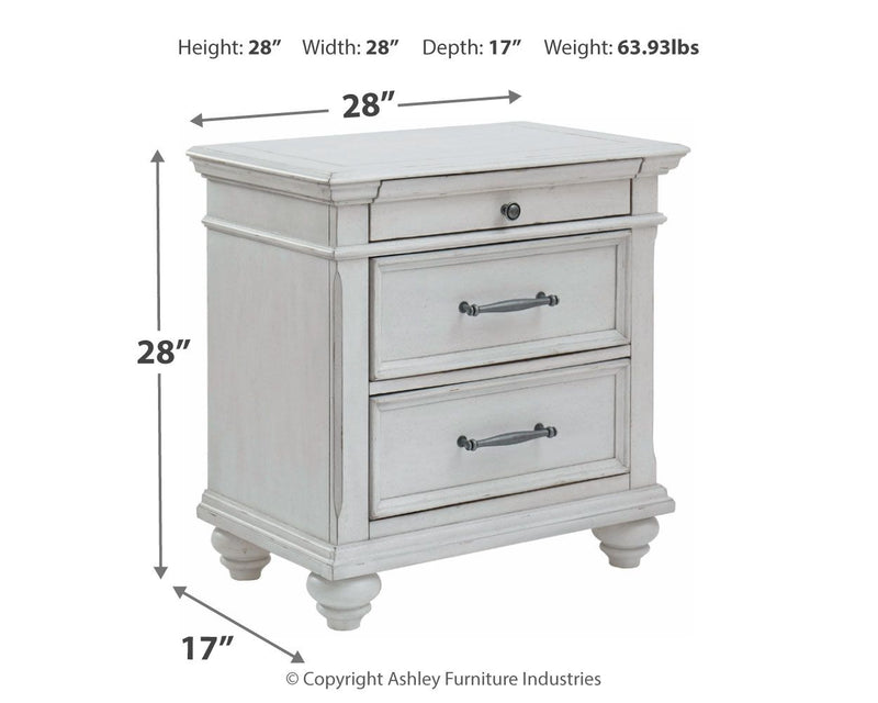 Kanwyn - Three Drawer Night Stand - Whitewash