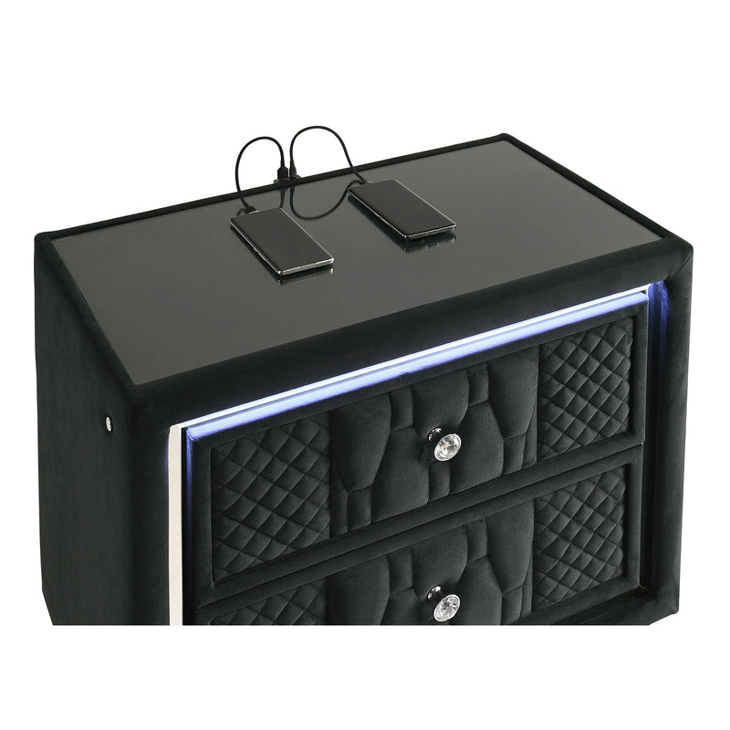 Mika - 2 Drawer LED Nightstand With USB
