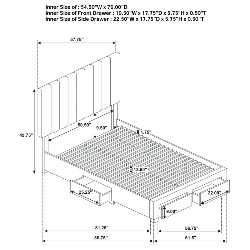 Wheatland 4-drawer Upholstered Full Storage Bed Light Brown