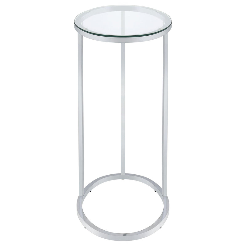 Kyle Oval Glass Top C-Shaped Sofa Side Table Chrome
