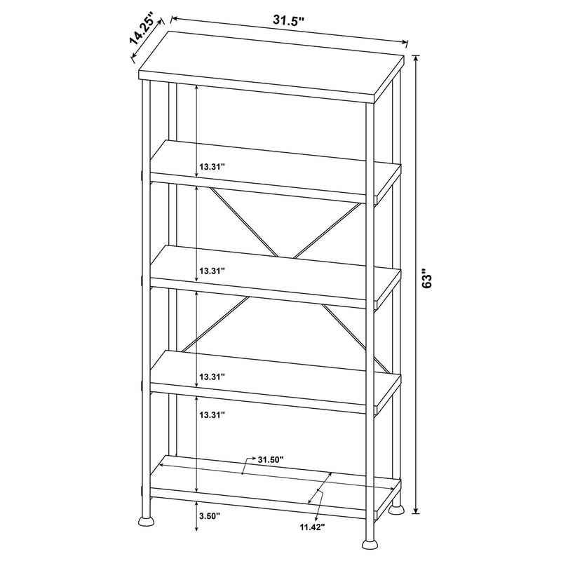 Analiese 63-inch 4-shelf Bookshelf Rustic Nutmeg