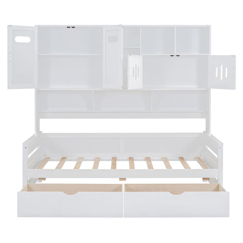Daybed With All-In-One Cabinet And Shelf