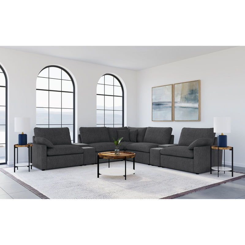 Modular Power Reclining With Lift Top Consoles, 7 Piece Configuration - Dark Gray
