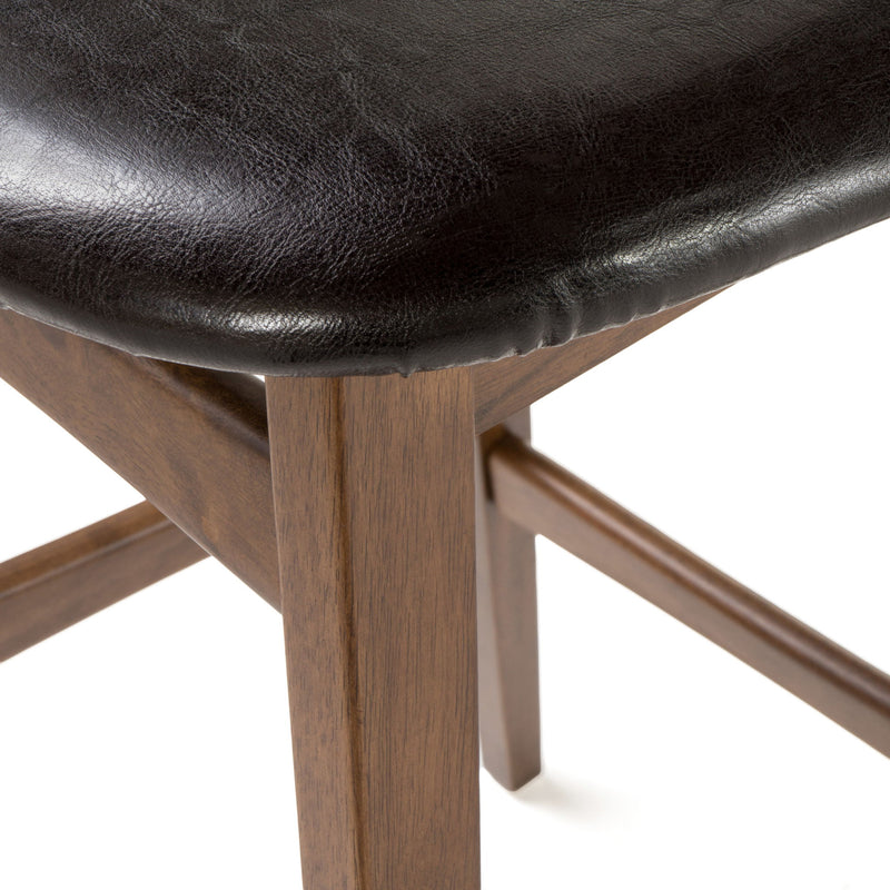 Contemporary Bar Stool With Stylish Seat And Small Backrest - Dark Brown