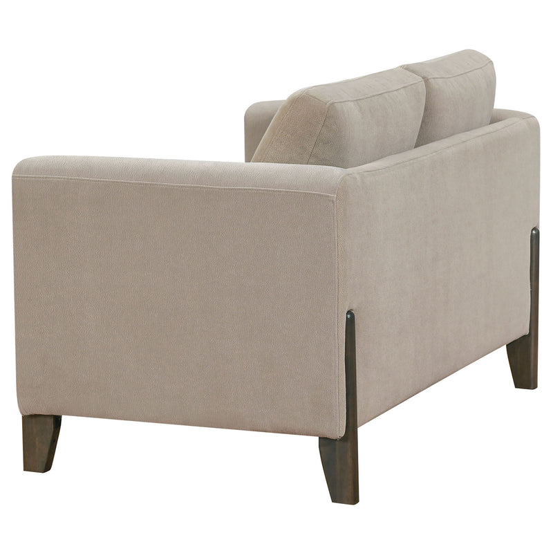 Fisher - Upholstered Panel Arm Loveseat - Taupe