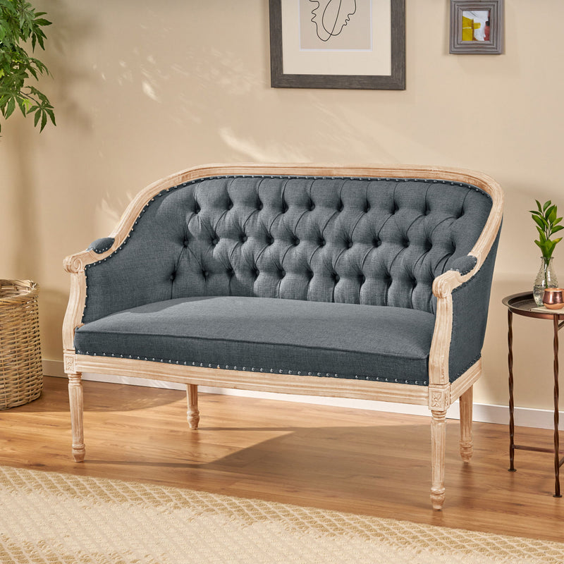 French Country Chesterfield Style Tufted Loveseat