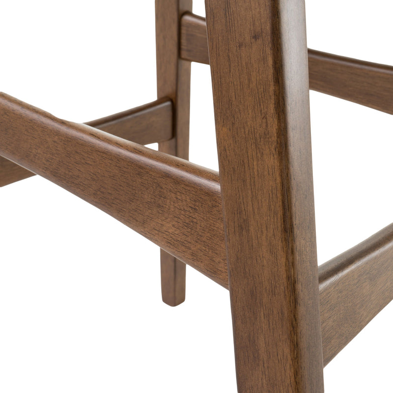 Contemporary Bar Stool With Stylish Seat And Small Backrest - Dark Brown