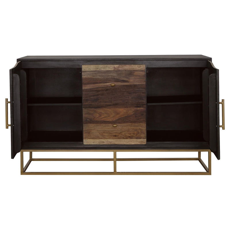 Zara 2-door 57-inch Wood Accent Storage Cabinet Black Walnut