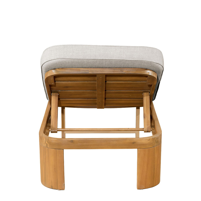 Outdoor Chaise Lounge With Cushion, 5 Position Adjustable Backrest