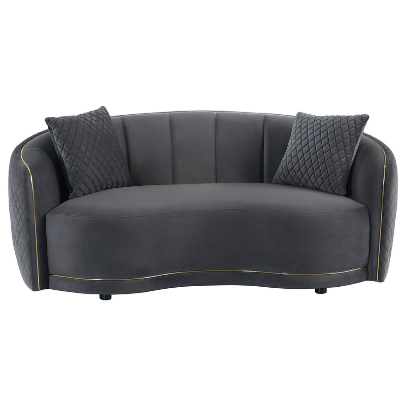 Lorraine - Upholstered Curved Loveseat - Dark Gray