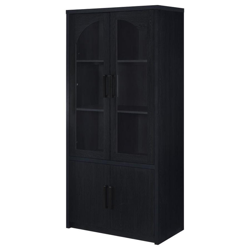 Riva - 4-Door Tall Accent Display Cabinet LED Lighting - Black